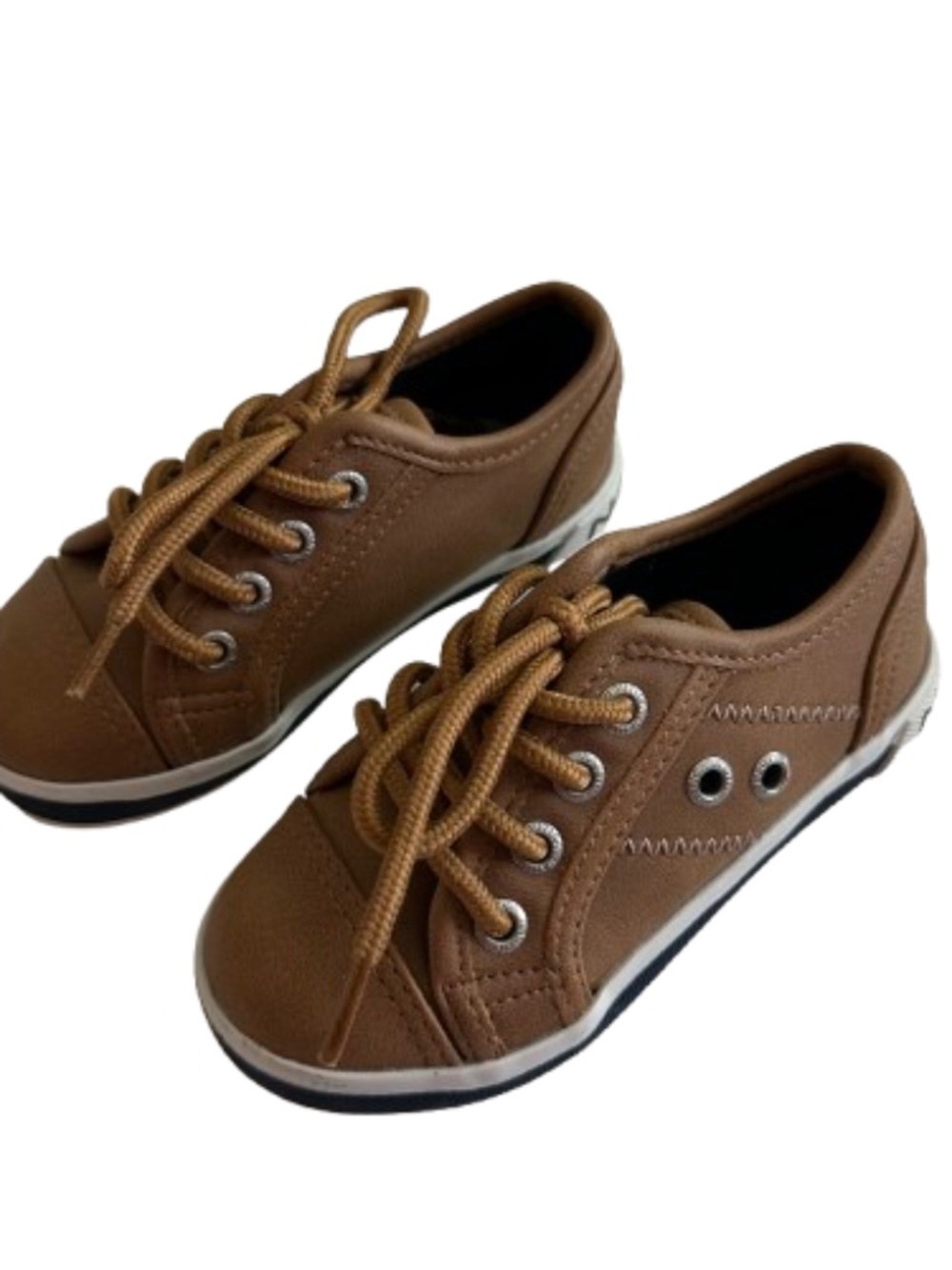 Nautica Sand Brown Toddler's Sz. US 7 Faux Leather Lace Up Sneakers